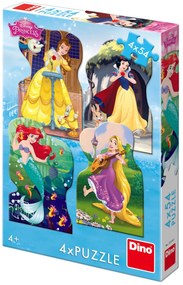 PUZZLE 4 IN 1 - PRINTESELE SI PRIETENI (4 X 54 PIESE) - DINO (333185)
