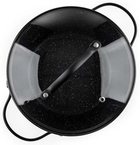 Cratiță Luigi Ferrero Symphony FR-2010, 20x10.5 cm, 2.6 l, Acoperire antiaderentă, Capac din sticlă cu gaură pentru abur, Mânere din oțel cu PVD, Inducție, Marmură neagră