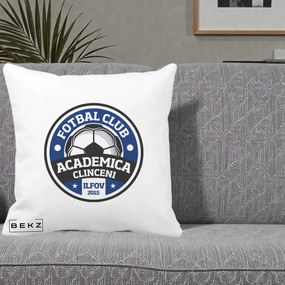Perna Personalizata Academica Clinceni Fotbal Club, 40x40 cm, Alba Mata, Husa Detasabila, Perna Inclusa, BEKZ®