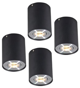 Set de 4 spoturi de plafon Rondoo Up negru