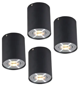 Set de 4 spoturi de plafon Rondoo Up negru