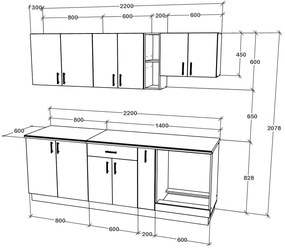 Set haaus V14, Alb, Blat Thermo 28 mm, L 220 cm