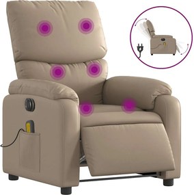 vidaXL Fotoliu electric masaj rabatabil, cappuccino, piele ecologică
