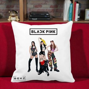 Perna Personalizata K-pop BLACKPINK Fotografie de Grup, 40x40 cm, Alba Mata, Husa Detasabila, Perna Inclusa, BEKZ®