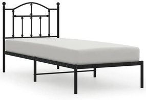 353431 vidaXL Cadru de pat metalic cu tăblie, negru, 90x190 cm