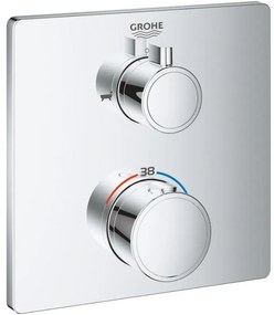 Grohe Grohtherm Baterie cada dus cu termostat, 2 iesiri, patrata, crom