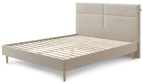 Pat matrimonial 160x200 cm bej tapițat cu somieră Elyna – Bobochic Paris