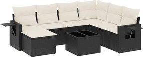 vidaXL Set mobilier de grădină cu perne, 8 piese, negru, poliratan