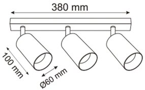 Spot Zuma Line 2211BD-3-BK REN 3xGU10/50W/230V negru/gri