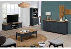 Comodă albastru-închis joasă din lemn de pin 150x80 cm Miranda – Marckeric