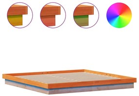 vidaXL Cadru de pat cu LED, maro ceruit, 180x200 cm, lemn masiv de pin