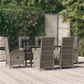 3185200 vidaXL Set mobilier de grădină cu perne, 7 piese, negru/gri, poliratan