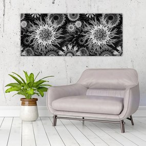 Tablou - Ciulini negri și albi (120x50 cm)