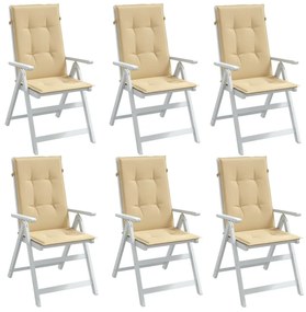 Perne scaun cu spătar înalt 6 buc. melanj bej 120x50x4cm textil