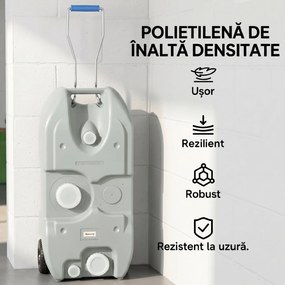 Rezervor Outsunny 40L Camping Robinet Roți | Aosom Romania
