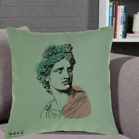 Perna Decorativa Bust Grec Vaporwave, 40x40 cm, Verde, Husa Detasabila, Perna Inclusa, BEKZ®