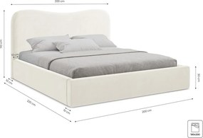 Pat matrimonial violet tapițat cu spațiu de depozitare cu somieră 180x200 cm Kahai – Makamii