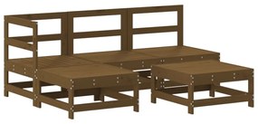 3186525 vidaXL Set mobilier relaxare grădină 5 piese maro miere lemn masiv pin