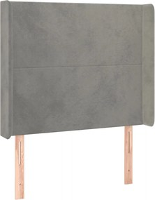 vidaXL Tăblie de pat cu aripioare gri deschis 93x16x118/128 cm catifea