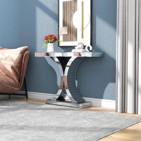 MAOG204 - Masa toaleta oglinda, masuta consola, 110 cm, cosmetica machiaj, vanity birou, Argintiu