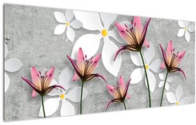 Tablou cu abstracție florală (120x50 cm)
