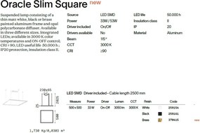 Lustra LED suspendata design circular ORACLE SLIM SP D050 SQUARE 3000K ON-OFF OT
