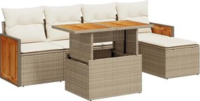 vidaXL Set canapele grădină cu perne 6 piese bej poliratan/lemn acacia