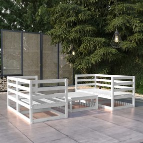 3075255 vidaXL Set mobilier de grădină, 5 piese, alb, lemn masiv de pin
