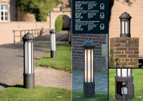 Stalp cu doua prize pentru exterior din fier forjat, inaltime 53cm AL 6858