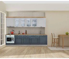 Bucatarie Libra, Alb Si Grafit, Front Mdf Vopsit, 307.6 X 223 X 60 Cm