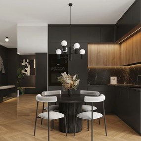 Lustră neagră cu abajur din sticlă Orbital – Sollux