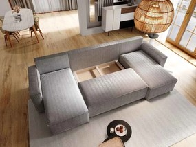 Reducere Set mobilier maro inchis tip U SMART COSARO 295x140 cm II. calitate