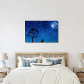 Tablou - Lupul urlând la lună (90x60 cm)