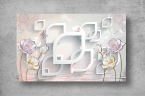 Tapet Premium Canvas - Florile albe si mov 3d abstract