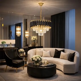 Brilagi - Candelabru suspendat pe lanț ECLIPSE 5xE14/10W/230V Ø 38 cm negru/auriu