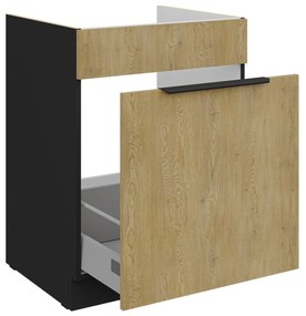 Dulap inferior de bucătărie pod drez Carminia 60 ZL 1S BB PREMIUM BOX (stejar cremona + negru). 1127980
