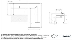 Colțar verde închis extensibil cu tapițerie din catifea reiată (cu colț pe partea dreaptă) Lofty Lilly – Miuform
