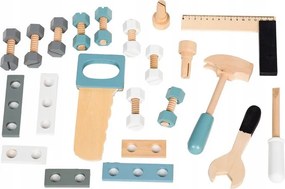 Masă de scule din lemn pentru copii 32 de bucăți