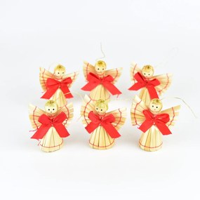 Set ornamente de Crăciun, Figurine din paie 5,5cm, 6 buc.