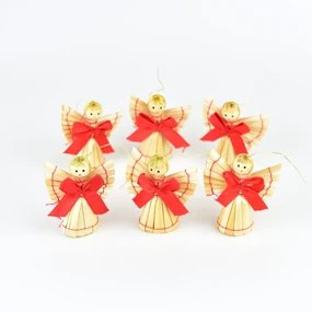 Set ornamente de Crăciun, Figurine din paie 5,5cm, 6 buc.