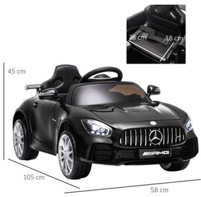Masinuta pentru copii electrică de 12V cu licenta Mercedes Benz, viteză 3-5km/ora, conducere manuală/telecomandă, PP si metal Negru HOMCOM | Aosom RO