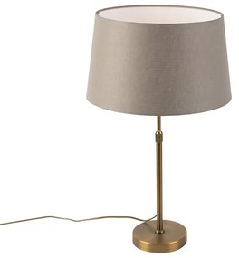 Lampă de masă din bronz cu abajur de in taupe 35cm - Parte