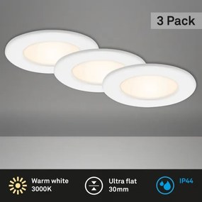 Set 3x spoturi LED încastrate pentru baie 6W/230V 3000K IP44 alb