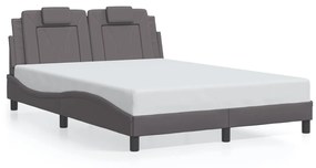 3208099 vidaXL Cadru de pat cu tăblie, gri, 140x200 cm, piele ecologică