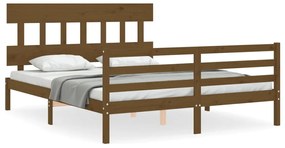 3195169 vidaXL Cadru de pat cu tăblie, maro miere, 160x200 cm, lemn masiv