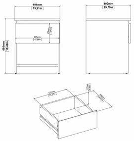 Noptieră albă Naia - Tvilum