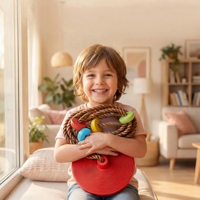 AIYAPLAY Frânghie de Cățărat, Kit Leagăn pentru Copii cu Suporturi și Disc, Parcurs cu Obstacole pentru Grădină, Roșu | Aosom Romania