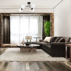 Plafoniera Modernă Klausen Sefora PL4 B 70x70x30cm, 4xE27 Negru cu Abajururi Sticlă Alb Opal pentru Iluminat Interior Elegant Living și Dormitor