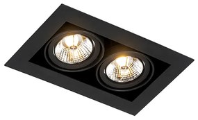 Spot modern îngropat negru cu 2 lumini reglabile - Oneon 70