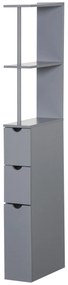 HOMCOM Coloană de Baie Modernă Mueble Auxiliar de Baño cu 2 Rafturi 2 Sertare și 1 Ușă Antivoltaică 15x33x136,5 cm Gri | Aosom Romania
